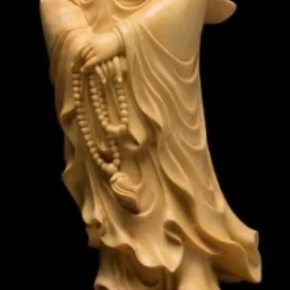 LARGE GUANYIN BUDDHA STATUE-Finished Cypress Wood-Boddhisattva-Gift Box Included - Picture 12 of 16